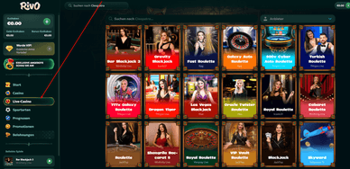 Rivo Casino Live-Spiele