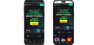Vue mobile True Luck. Interface mobile de True Luck.