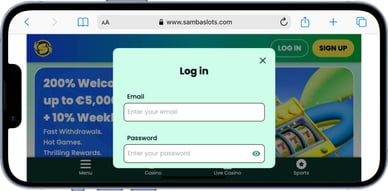 samba slots login