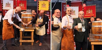 Festlicher Moment des Bierfass-Anstichs