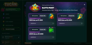 Wöchentliche Boni für Schweizer Spieler im Tucan Casino