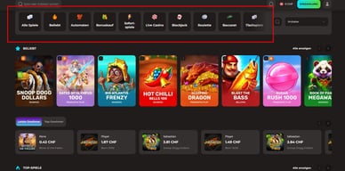 Glücksspiele im Oliver Casino