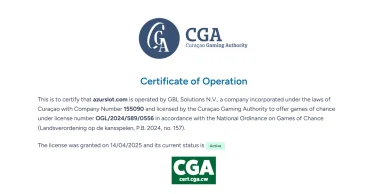 Licenza AzurSlot rilasciata da Curaçao Licenza AzurSlot