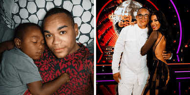 Badoxa com o filho e nas gravações do programa Dança com as Estrelas