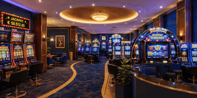 Casino Wiesbaden mit Spielautomaten und modernem Spielbereich