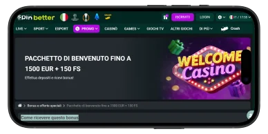 SpinBetter Casino – Offerta di benvenuto per nuovi giocatori Bonus di benvenuto fino a 1500 € + 150 giri gratuiti