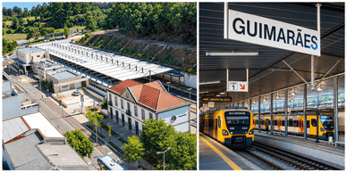 Estação de comboios de Guimarães e comboio urbano da CP