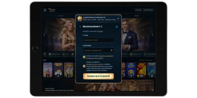 Registrazione e scelta del bonus