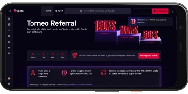 Torneo casino Ybets con classifica referral e premi fino a 150 free spins