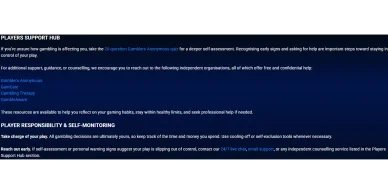 Nella sezione Gioco Responsabile sono presenti i contatti di organizzazioni internazionali che aiutano a gestire la dipendenza dal gioco Organizzazioni per la prevenzione e il trattamento della ludopatia