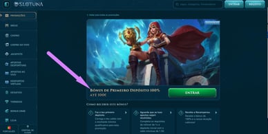 Bónus com depósito no casino Slotuna
