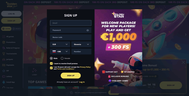 registracija v casino Goldenstar