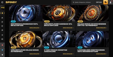 Spinsy Bonus für Schweizer Spieler