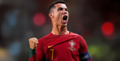 Cristiano Ronaldo celebrates victory as Portugal captain.