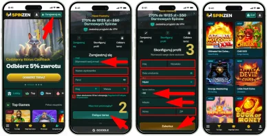 Rejestracja w Spinzen Casino Online