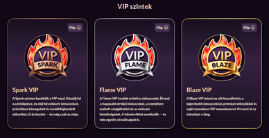 Fireball online kaszinó VIP-klub szintjei