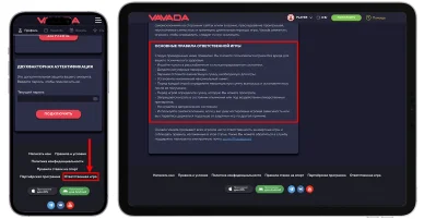 Правила ответственной игры Правила ответственной игры на Вавада