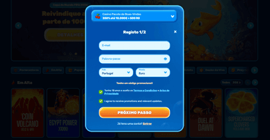 Criação de uma conta no Spin-Fin-Casino