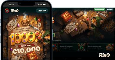 Officiellt utseende på Rivo casinos webbplats i Norge