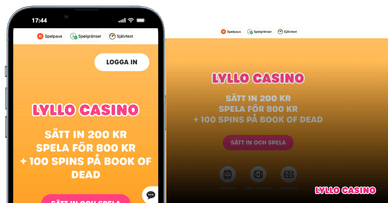 Lyllo Casino hemsida på mobilen och datorn
