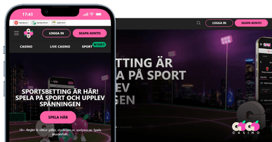 GoGo Casino hemsida på mobilen och datorn