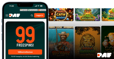 Officiella Paf Casino-webbplatsen på mobil och dator