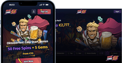 Officiellt utseende på Spinlander casinos webbplats