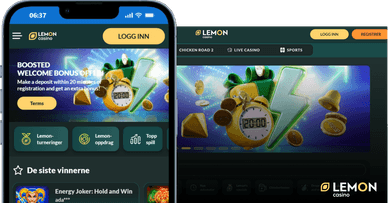 Officiellt utseende på det officiella Lemon casinots webbsida i Norge