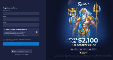 Login rápido na Rain Bet PT