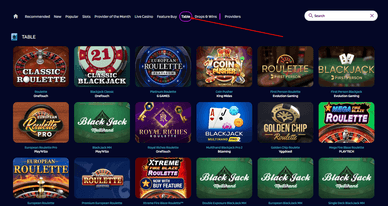 Tischspiele im Wintari Casino