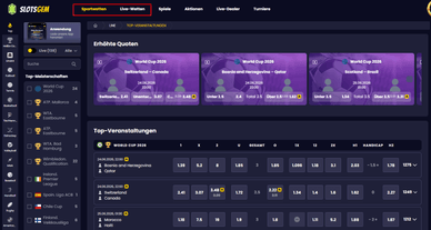 Der Sportwettenbereich im Slotsgem Casino