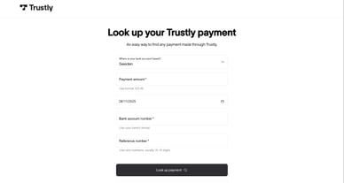 Formulär för att spåra en Trustly-betalning