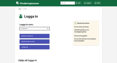 Sätt att logga in på Försäkringskassans webbplats