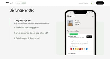 Illustration av Trustlys snabba betalningsflöde i fyra steg