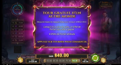 Tome of Madness Portal Effects du bonus. Tome of Madness tour gratuit avec Portal Effects.