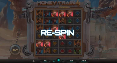 Money Train 4 Respin Feature. Money Train 4 fonction Respin.