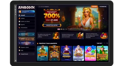 Page d’accueil du casino Aphrodite.