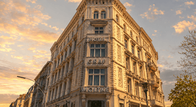 Spielbank Hamburg am Steindamm im Abendlicht