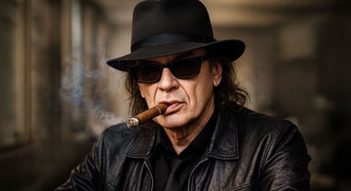 Ästhetisches Foto von Udo Lindenberg mit ZigarreÄsthetisches Foto von Udo Lindenberg mit Zigarre