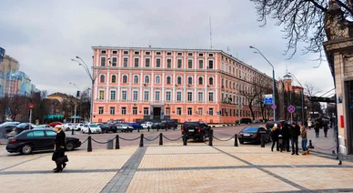 Bâtiment historique de la Direction générale du ministère de l’Intérieur de l’Ukraine à Kiev, situé rue Akademika Bogomoltsa.