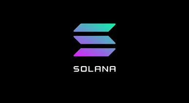 Logo officiel de Solana sur fond noir.