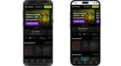 Version mobile du site Instasino.