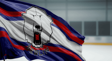 Der Eishockeyverein Eisbären Berlin auf dem Eis seiner Heimspielstätte