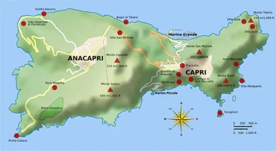 Isola di Capri mappa Mappa dell’isola