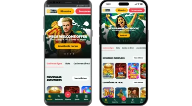 Tikal Casino sur mobile. Version mobile de Tikal Casino sur deux smartphones.