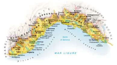 Regione Liguria, cartina Cartina Liguria