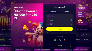 Slotoro Casino regisztrációs felület