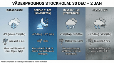 Vädret i Stockholm på nyårsafton