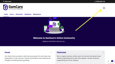 Ícone de usuário no site GamCare