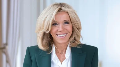 Brigitte Macron photo portrait récente. Brigitte Macron portrait officiel souriante.